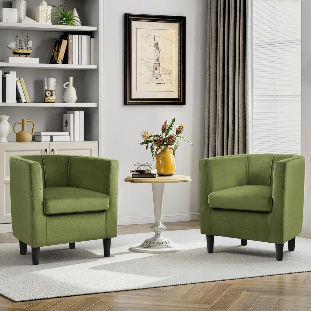 Barrel Accent Chairs Set of 2 Olive Green E789