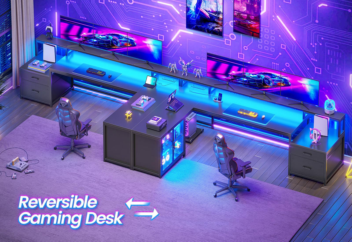 78.7” L Shaped Gaming Desk with Drawers E236456