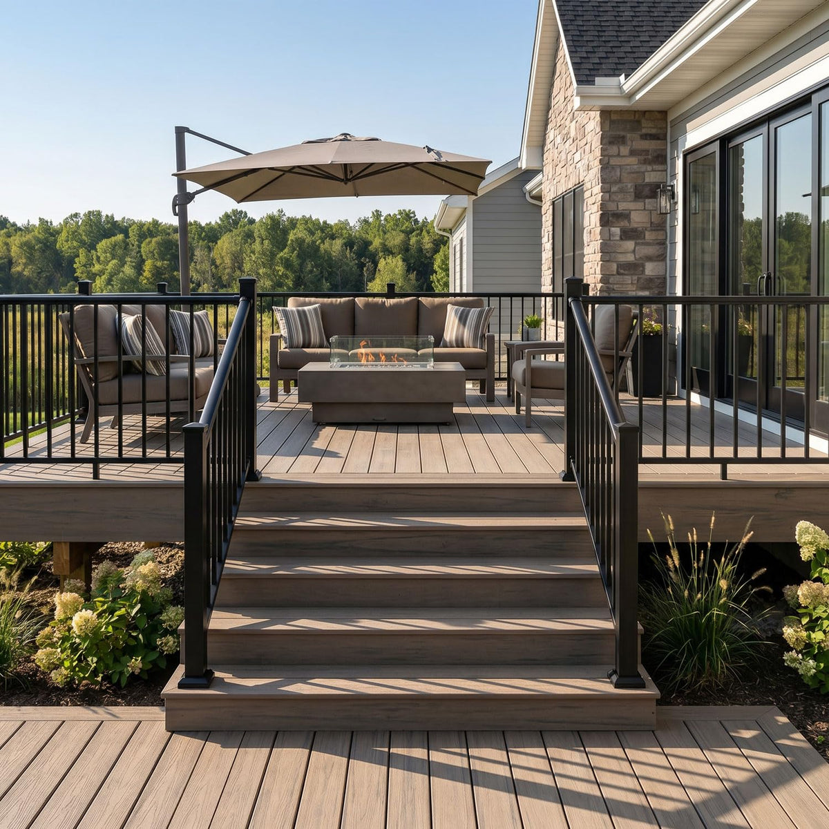 Heavy Duty Aluminum Stair Railing Kit, Textured Black L9493