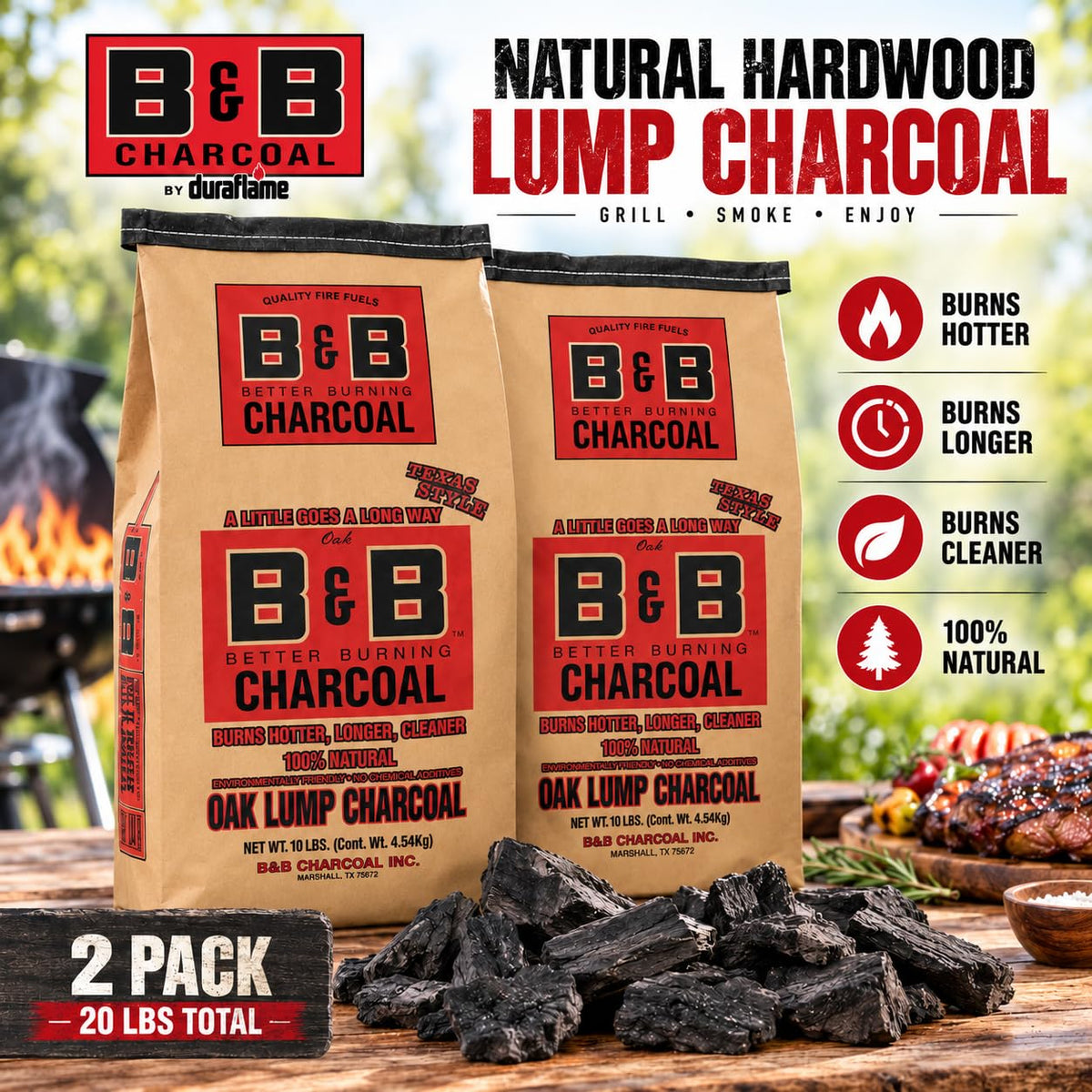 Oak Lump Charcoal 10 lb Bags 2 Pack I403771