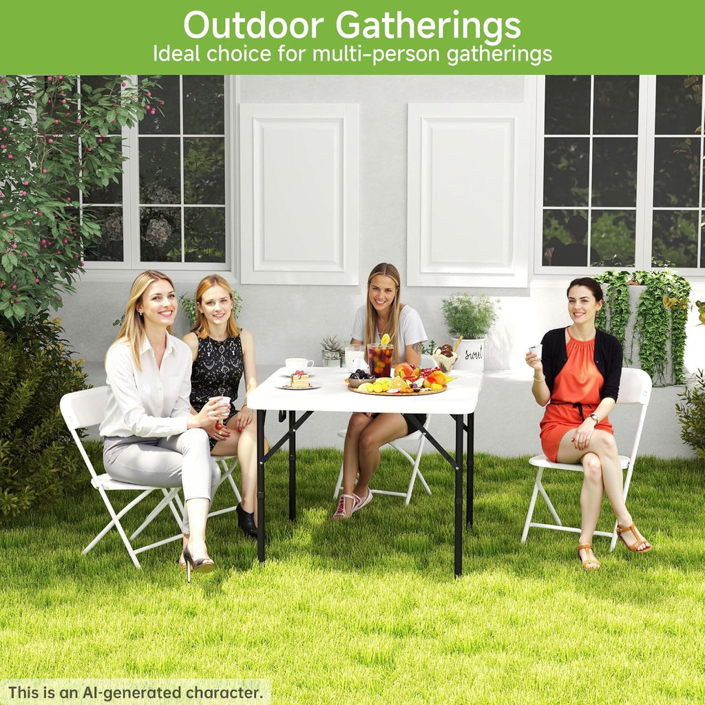 34" Square Folding Table with Handle and Removable Legs, White E208