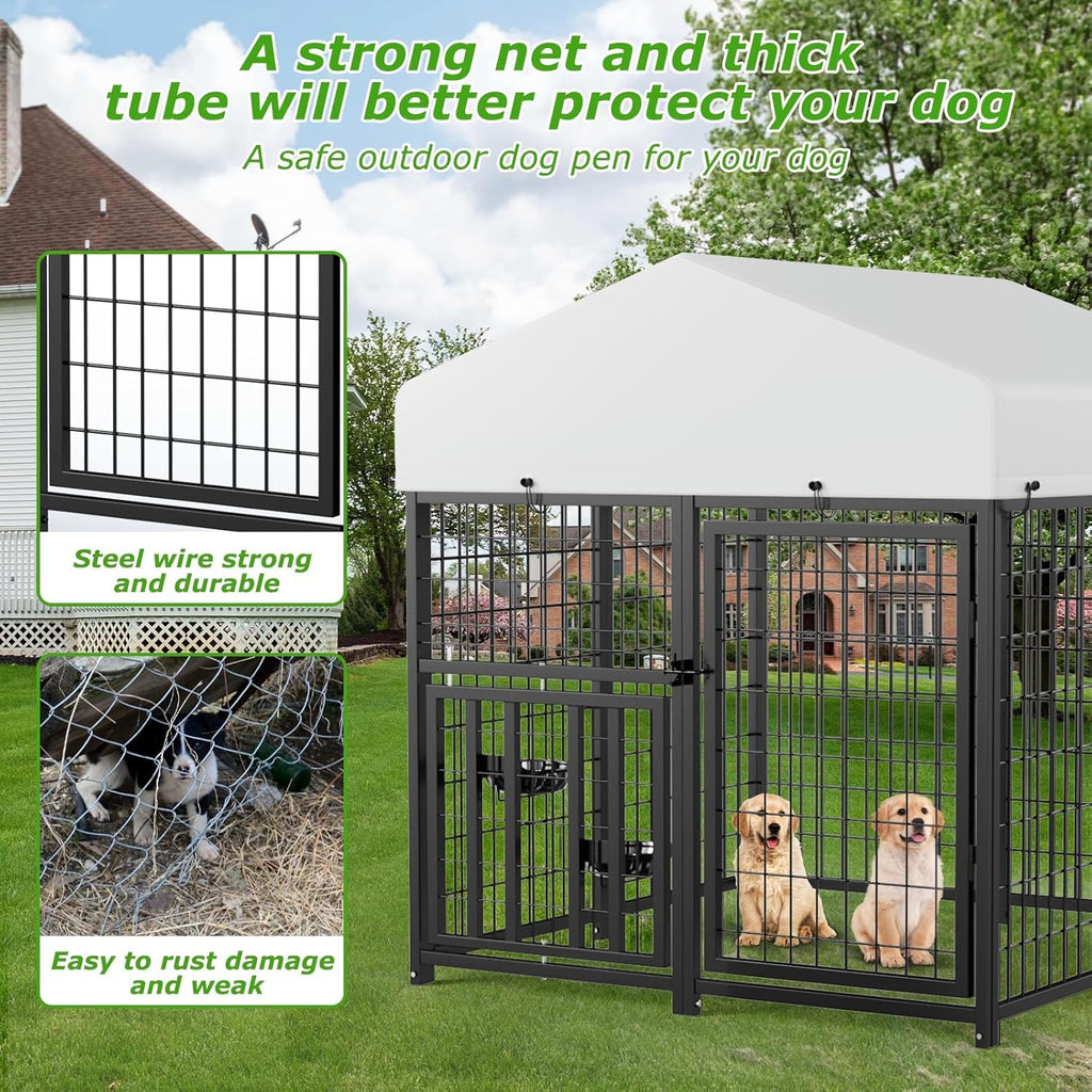 4 x 4 x 4.25 FT Outdoor Dog Kennel with Roof S2330