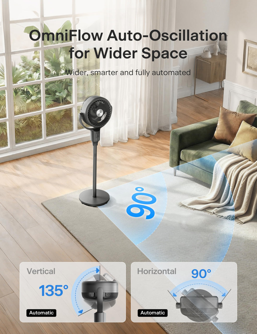 Grey Air Circulator Fan with Remote I955513