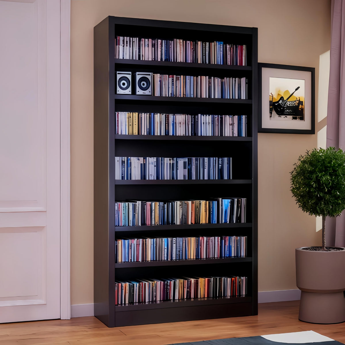 55" Metal Media Storage Cabinet with 6 Adjustable Shelves Z631