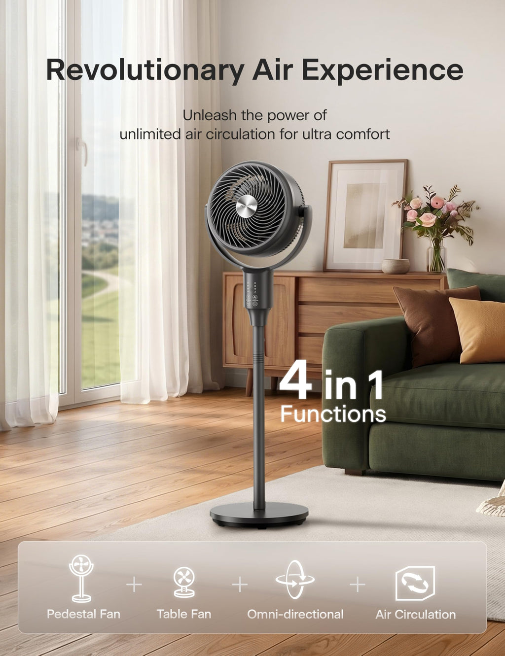 Grey Air Circulator Fan with Remote I955513