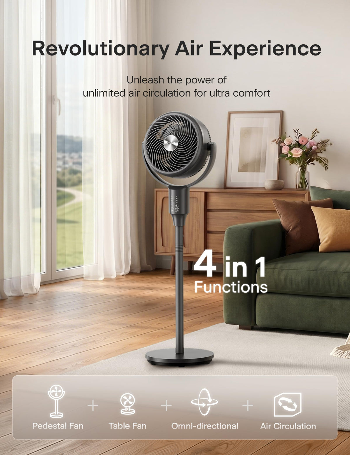 Grey Air Circulator Fan with Remote I955513