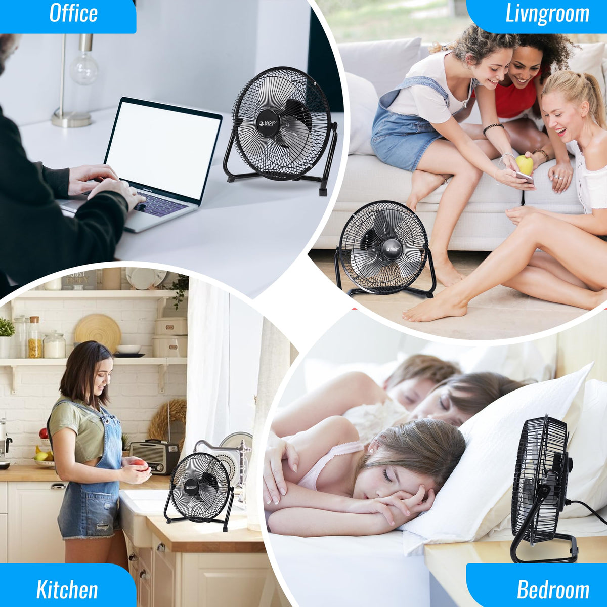 9 Inch Black Metal Floor Fan Y444196