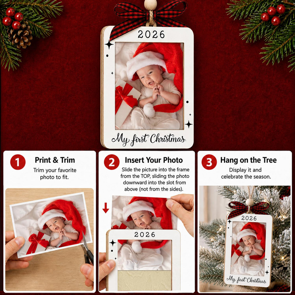 Baby's First Christmas Ornament 2026 Picture Frame C200461