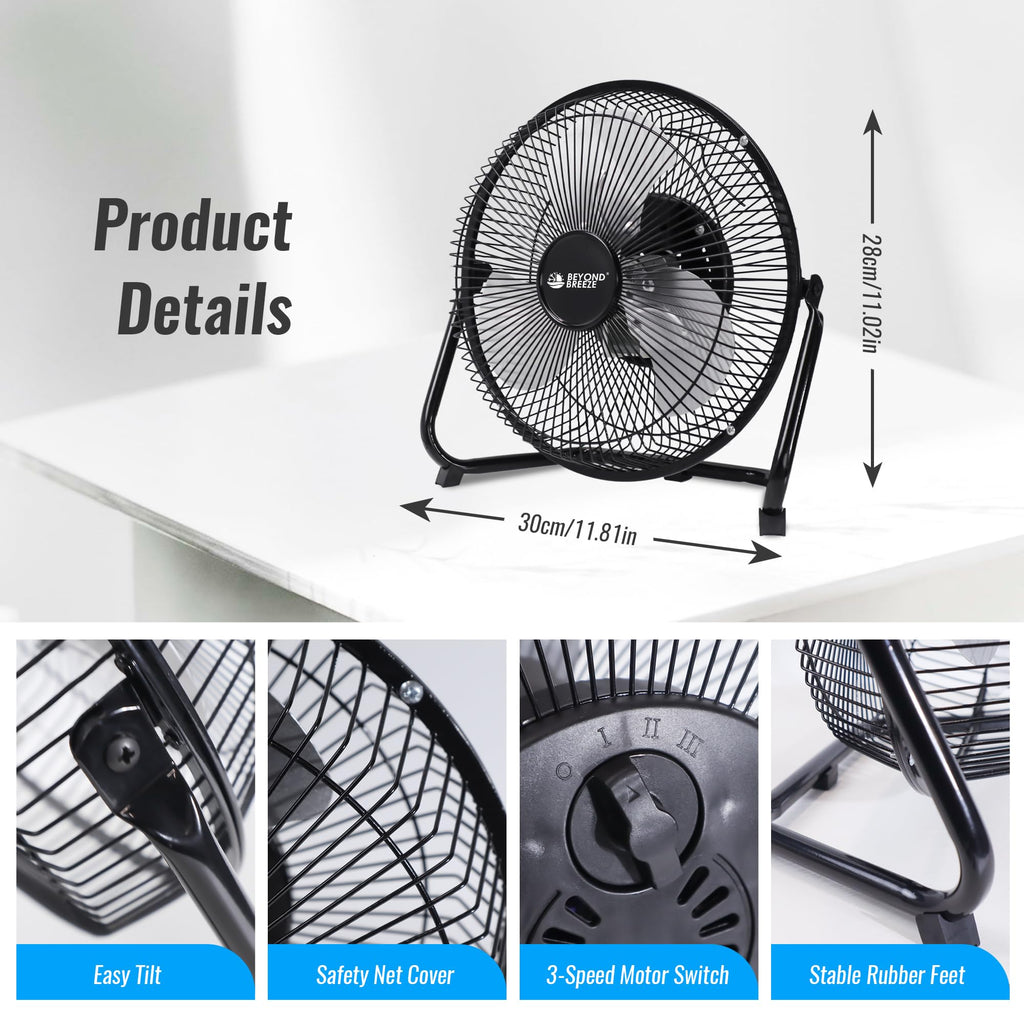 9 Inch Black Metal Floor Fan Y444196