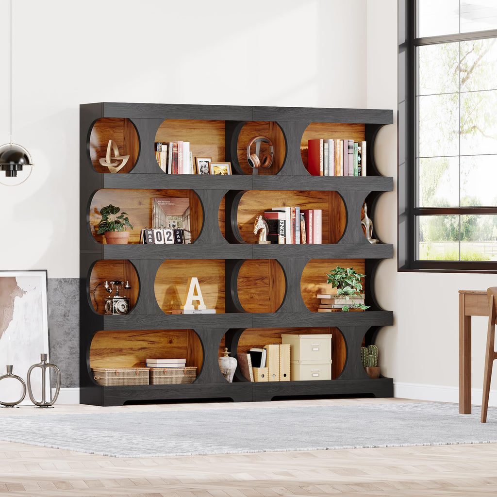 71" Tall 4-Tier S-Shaped Wood Bookcase O242