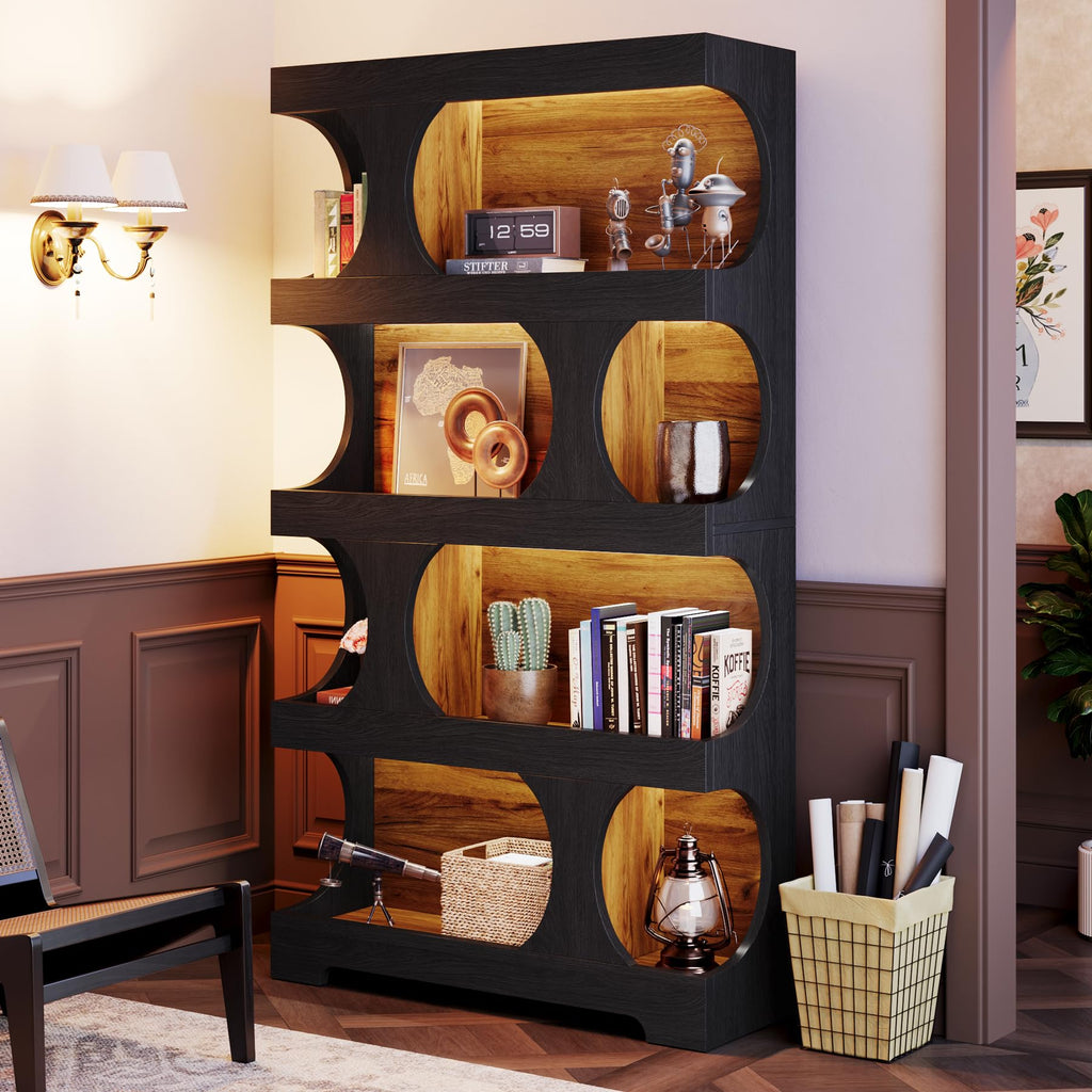 71" Tall 4-Tier S-Shaped Wood Bookcase O242