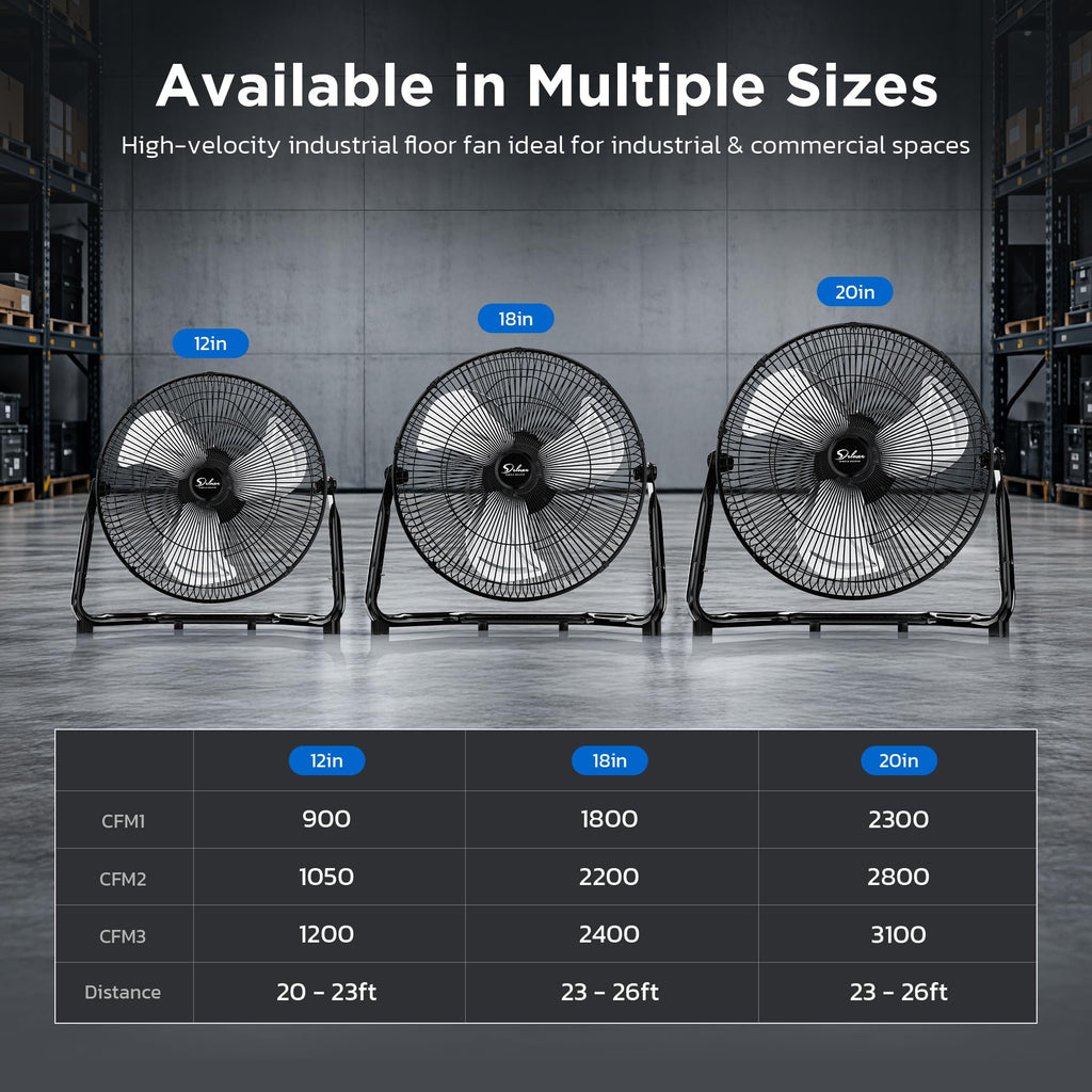 20 Inch 3-Speed Metal Industrial Floor Fan O50062