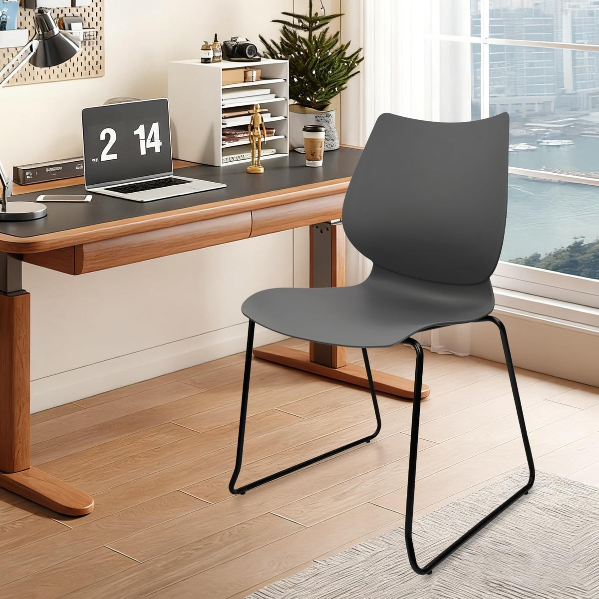 Stacking Chairs with Metal Legs Set of 12, Grey B458674