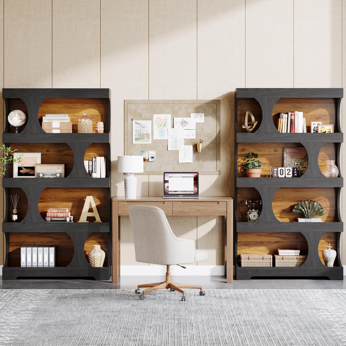 71" Tall 4-Tier S-Shaped Wood Bookcase O242