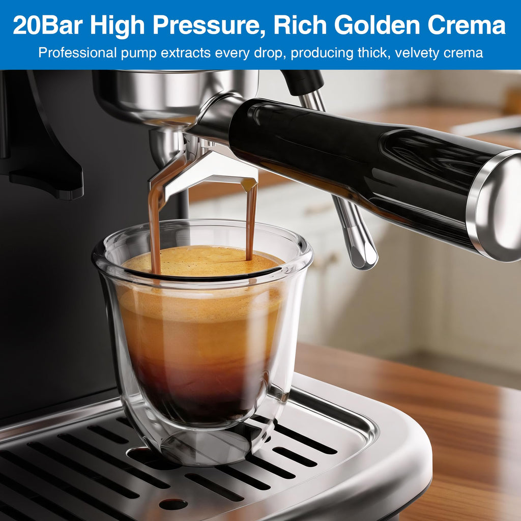 Espresso Machine with Grinder, PID & Programmable Settings, Black U43295
