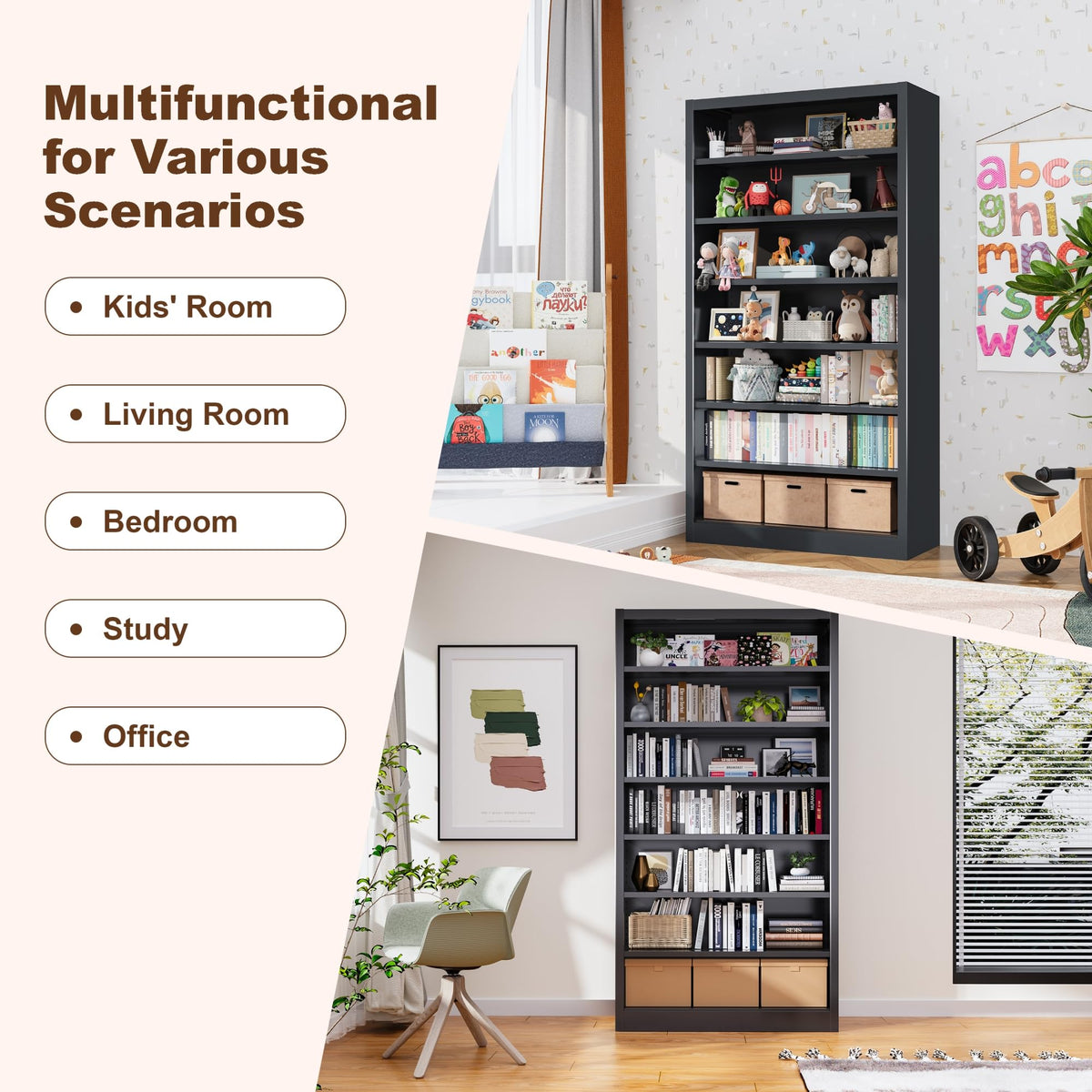 55" Metal Media Storage Cabinet with 6 Adjustable Shelves Z631