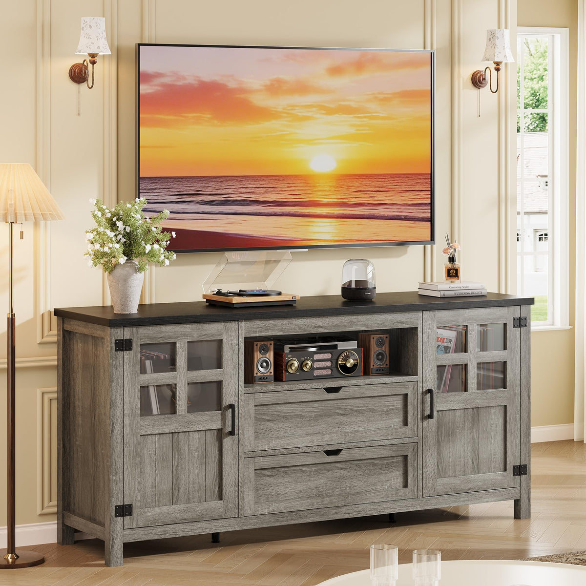 66'' Farmhouse TV Stand with Storage W867