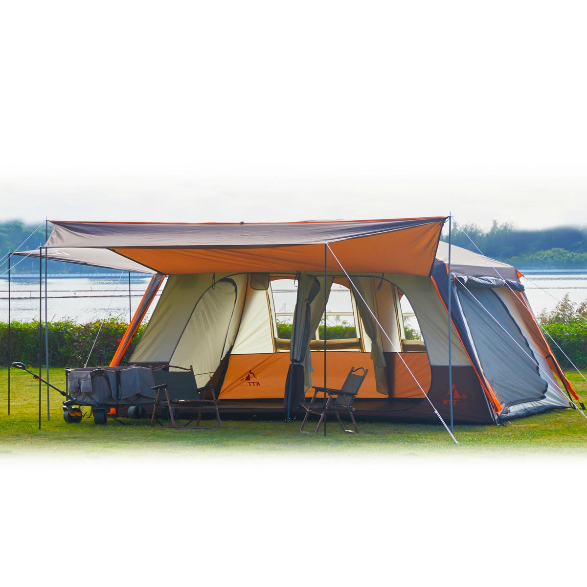 Extra Large 12-14 Person 2 Room Waterproof Double Layer Cabin Tent X2543