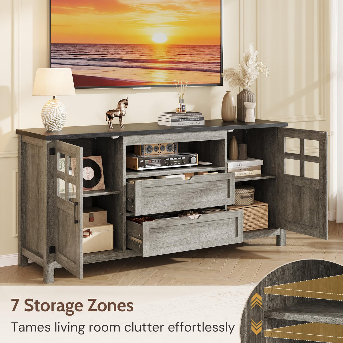 66'' Farmhouse TV Stand with Storage W867