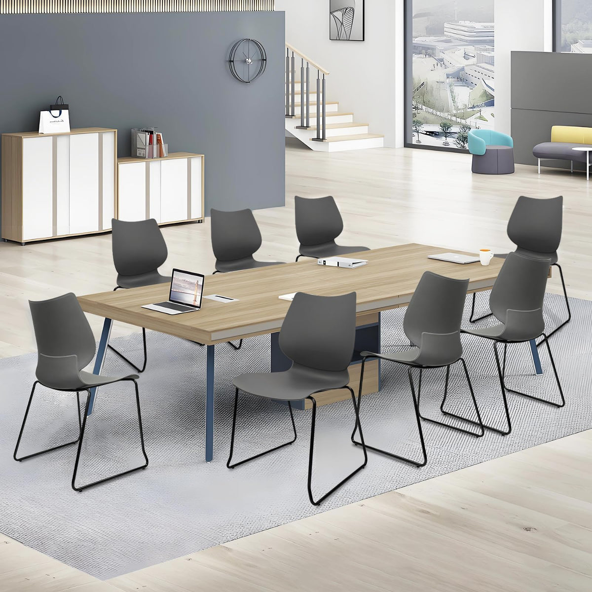 Stacking Chairs with Metal Legs Set of 12, Grey B458674