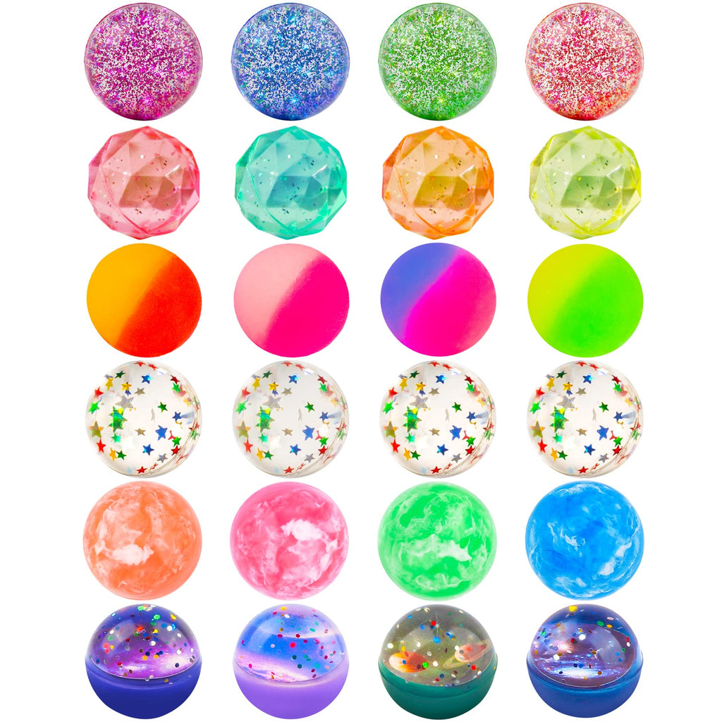 24 Pieces Bouncy Balls 32mm 6 Styles O8590