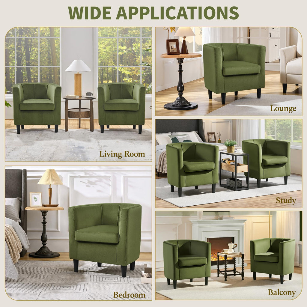 Barrel Accent Chairs Set of 2 Olive Green E789