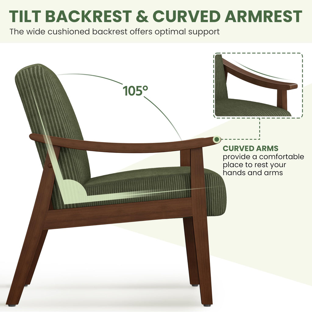 Dark Green Corduroy Accent Chairs Set of 2 Y136035