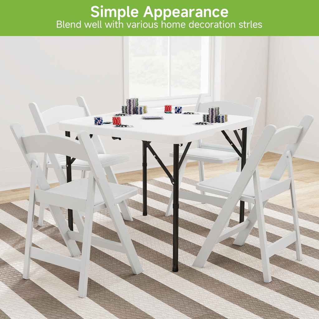 34" Square Folding Table with Handle and Removable Legs, White E208