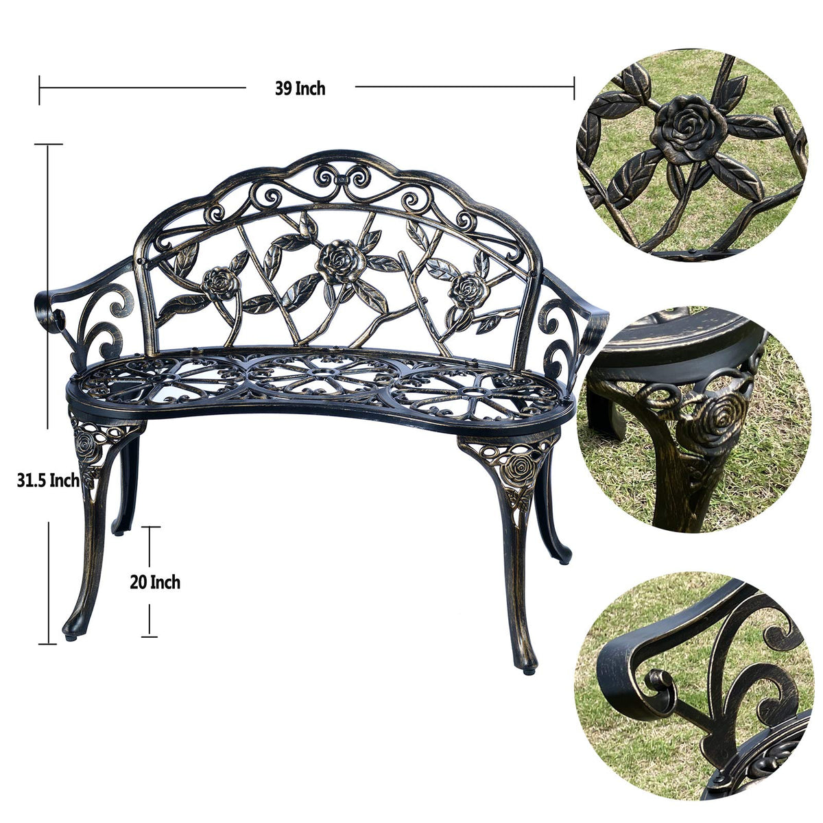 Cast Aluminum Outdoor Bench E197