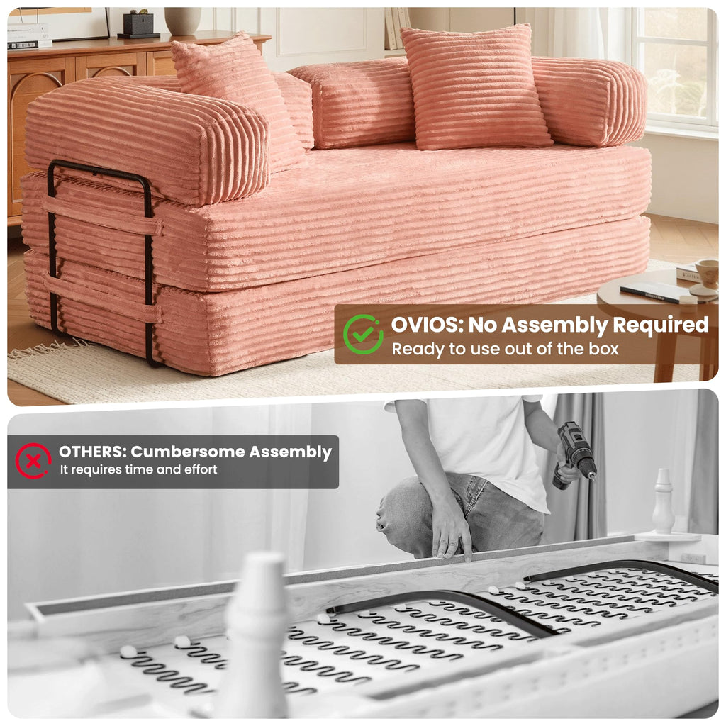 81" Folding Sofa Bed Convertible Floor Futon Lounger F65558