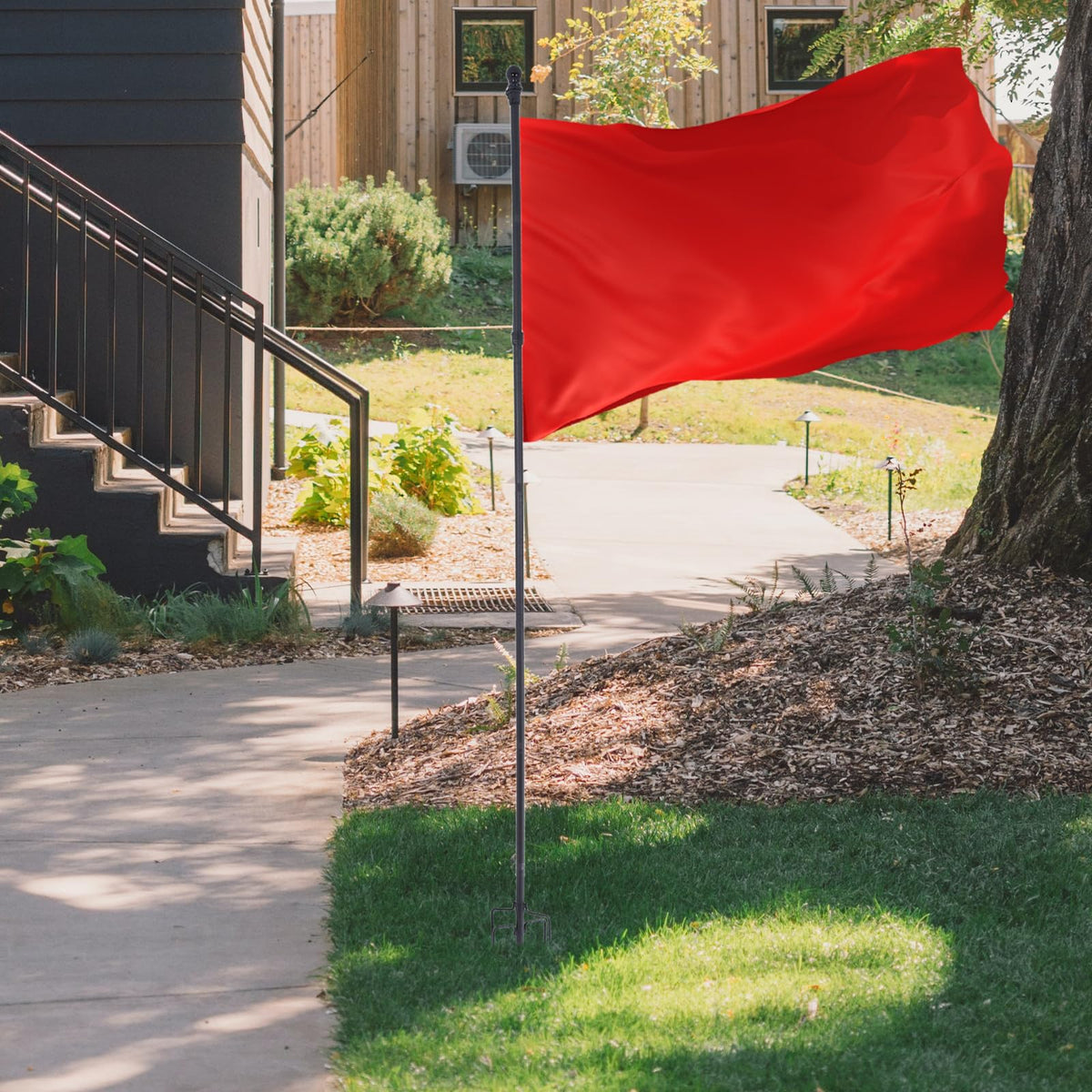 Stainless Steel In Ground Flag Pole with 5 Prongs Base A570424