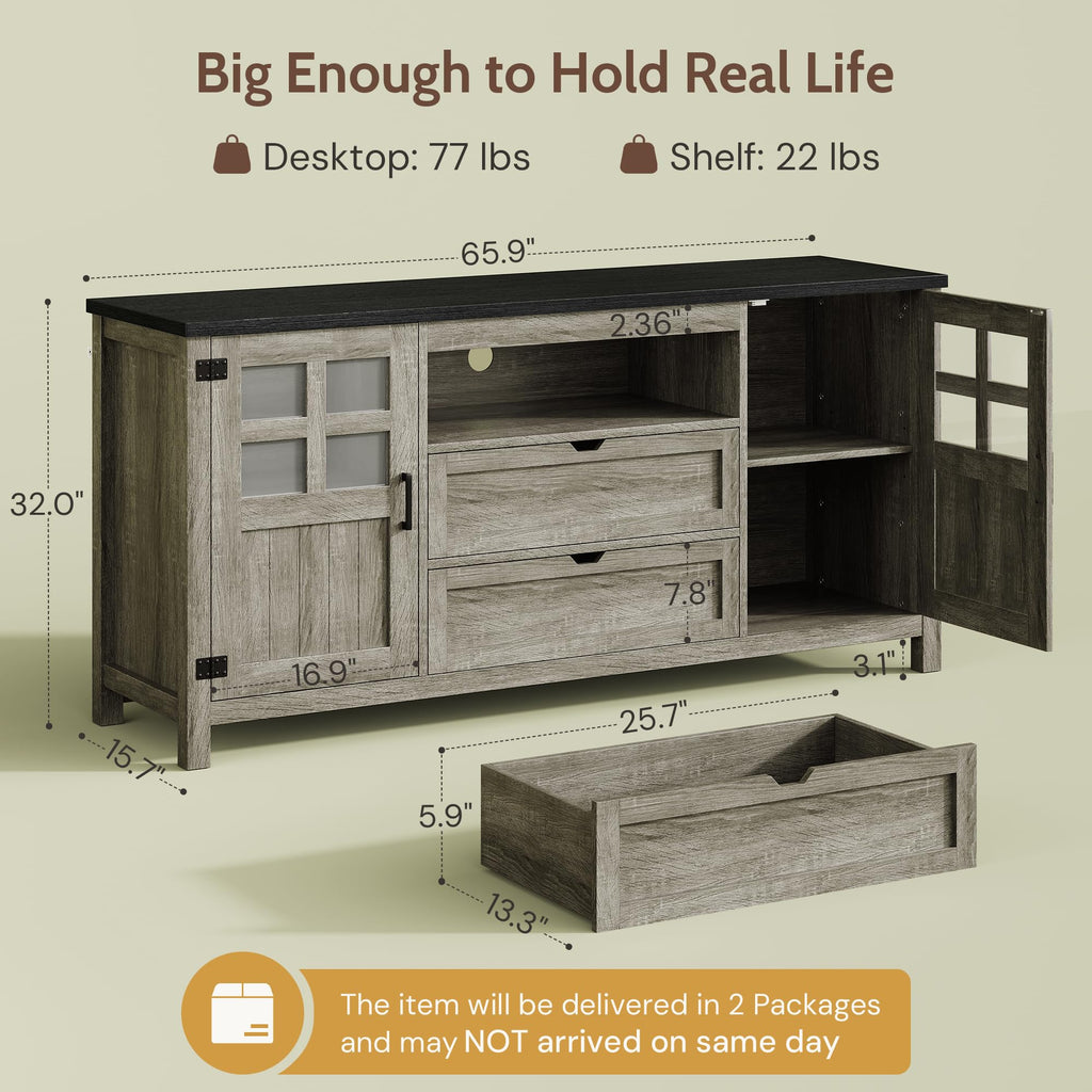 66'' Farmhouse TV Stand with Storage W867