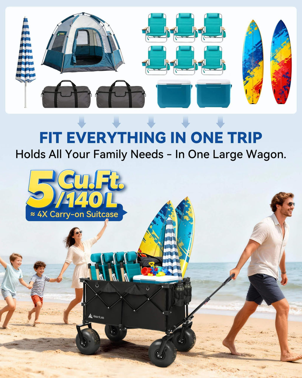 Collapsible Beach Wagon with Balloon Wheels G59790