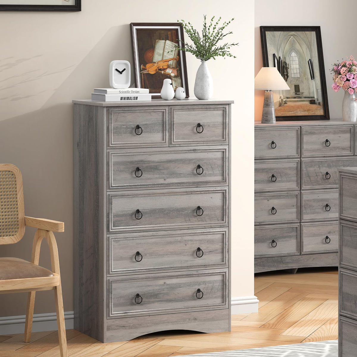 48'' Tall Grey 6 Drawer Dresser E7881