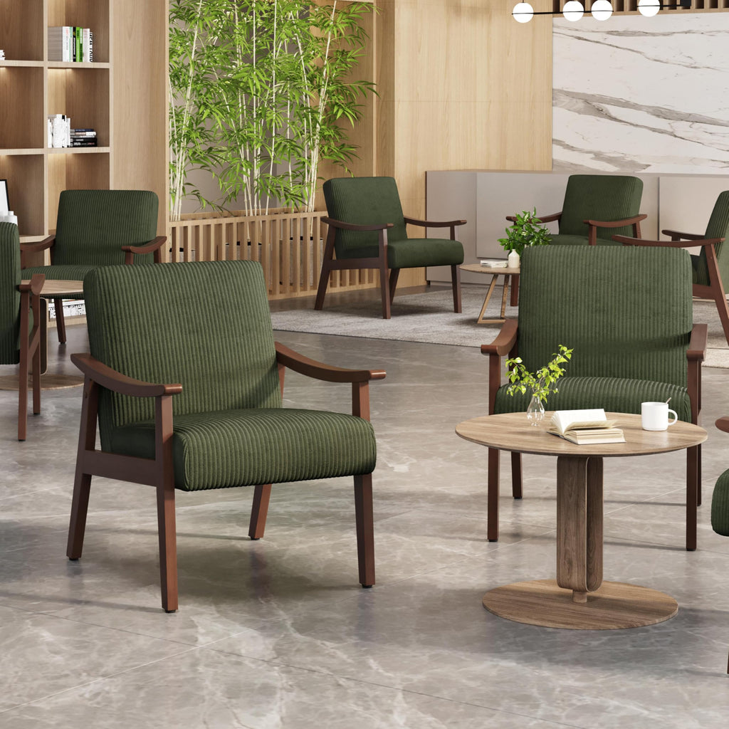 Dark Green Corduroy Accent Chairs Set of 2 Y136035