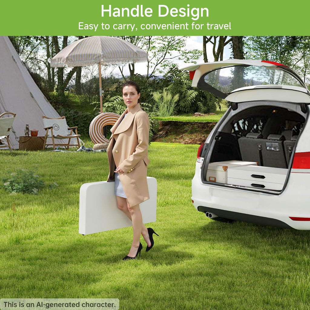 34" Square Folding Table with Handle and Removable Legs, White E208