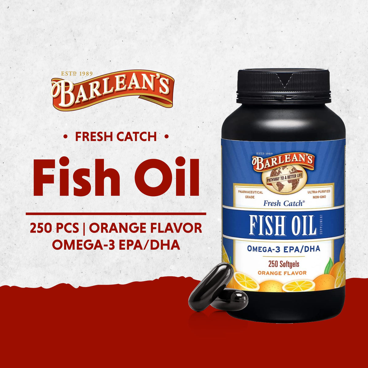 Omega 3 Fish Oil 600mg EPA & DHA Softgels Orange 250 Count E240