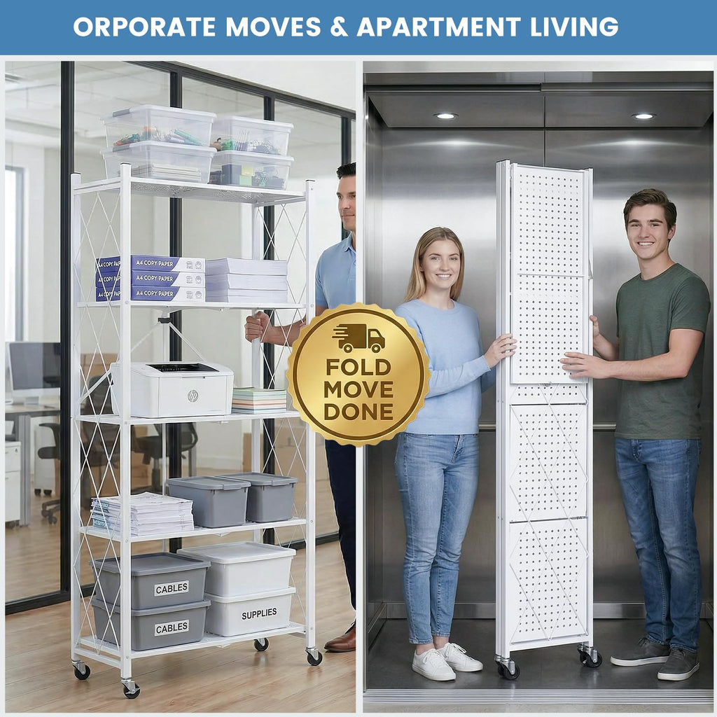 70.7" H 5 Tier Metal Storage Shelves on Wheels Q736749