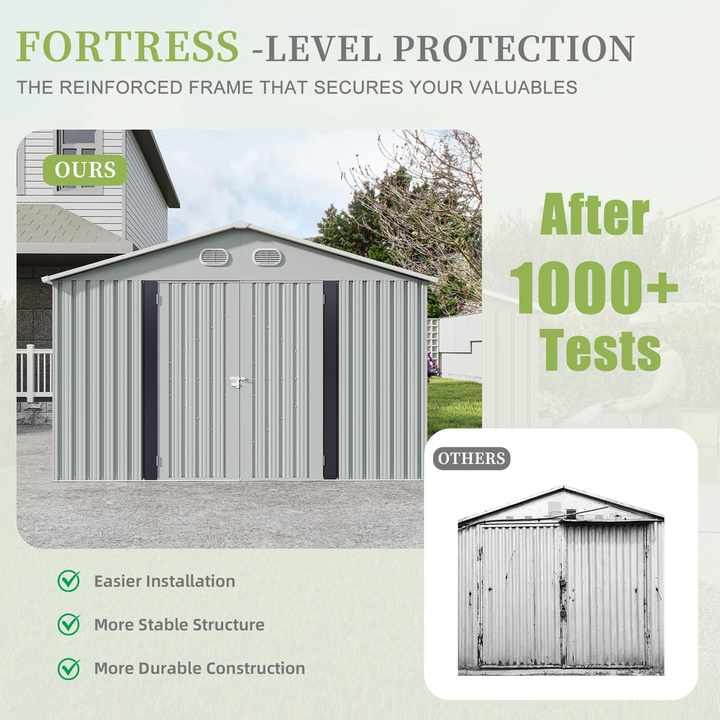 10x12 FT White Metal Storage Shed G105738
