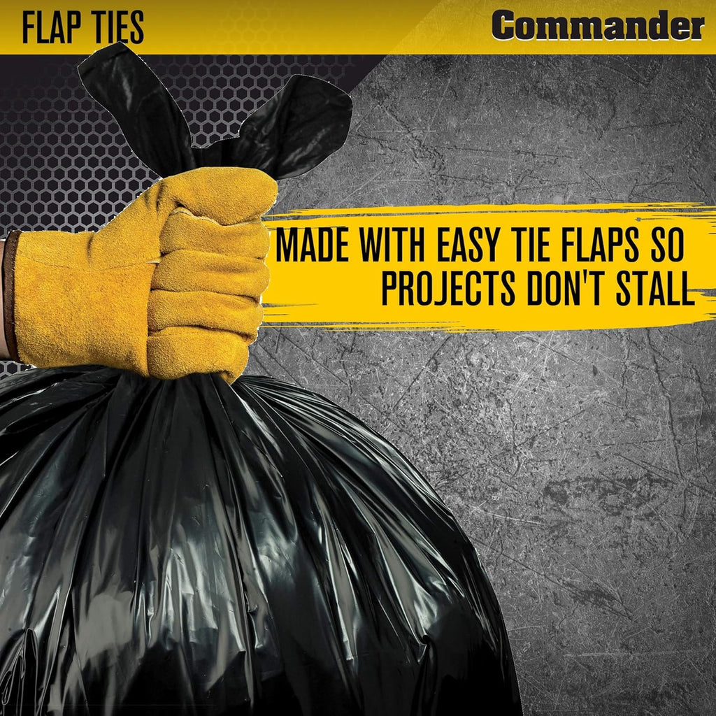 55 Gallon Heavy Duty Contractor Bags with Flap Ties, Pack of 20 V8143