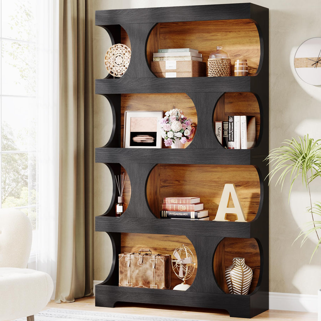 71" Tall 4-Tier S-Shaped Wood Bookcase O242