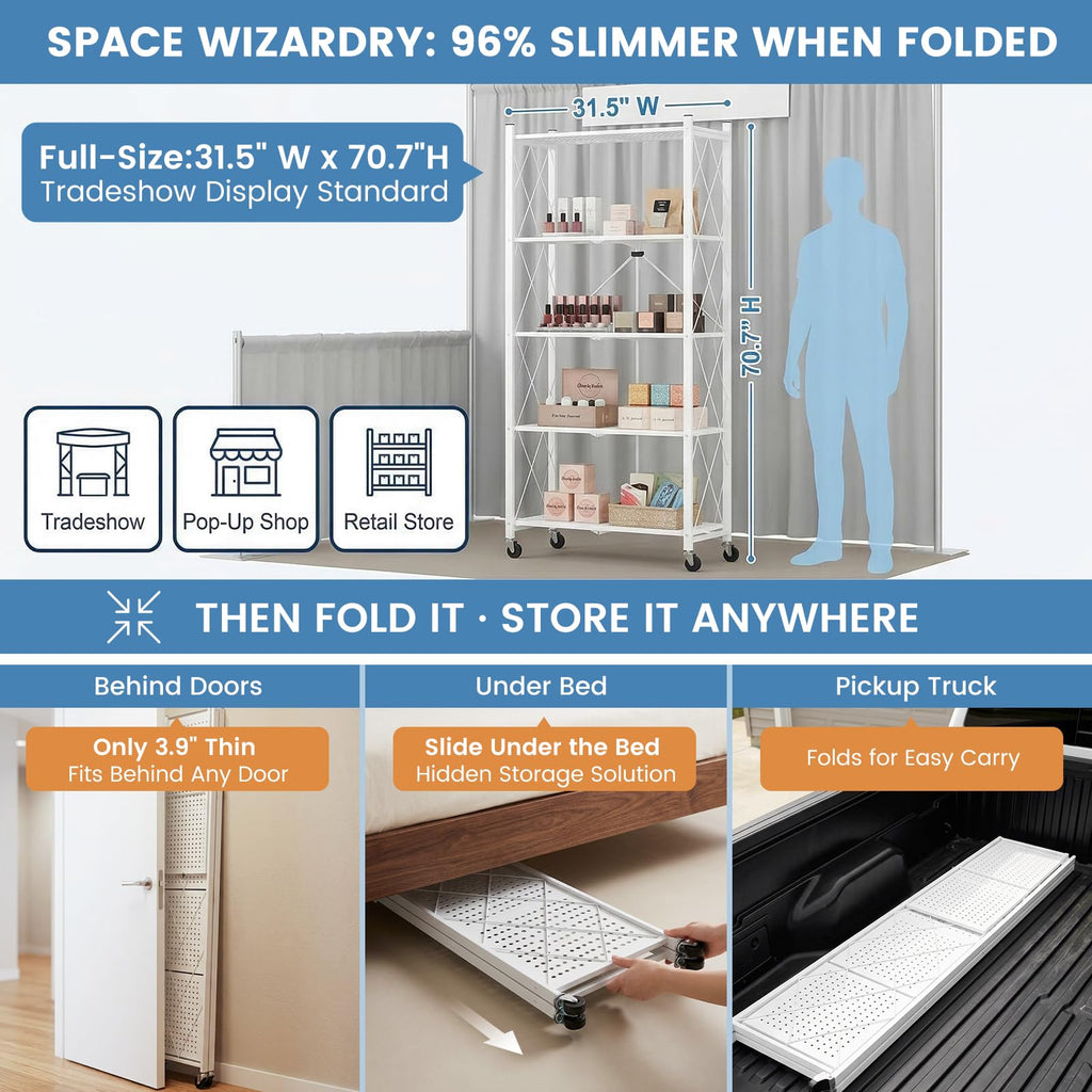 70.7" H 5 Tier Metal Storage Shelves on Wheels Q736749