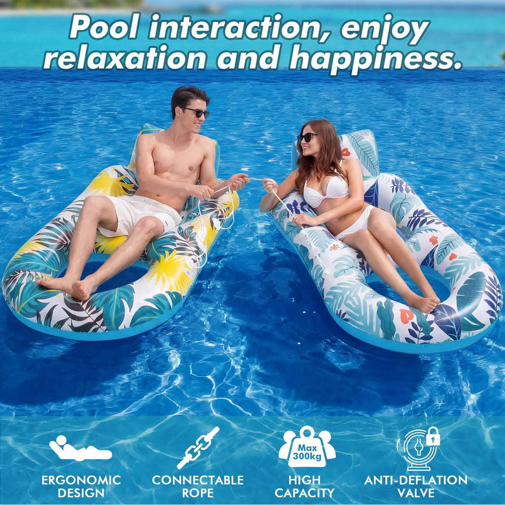 2 Pack Adult Pool Float Lounger with Cup Holders J666