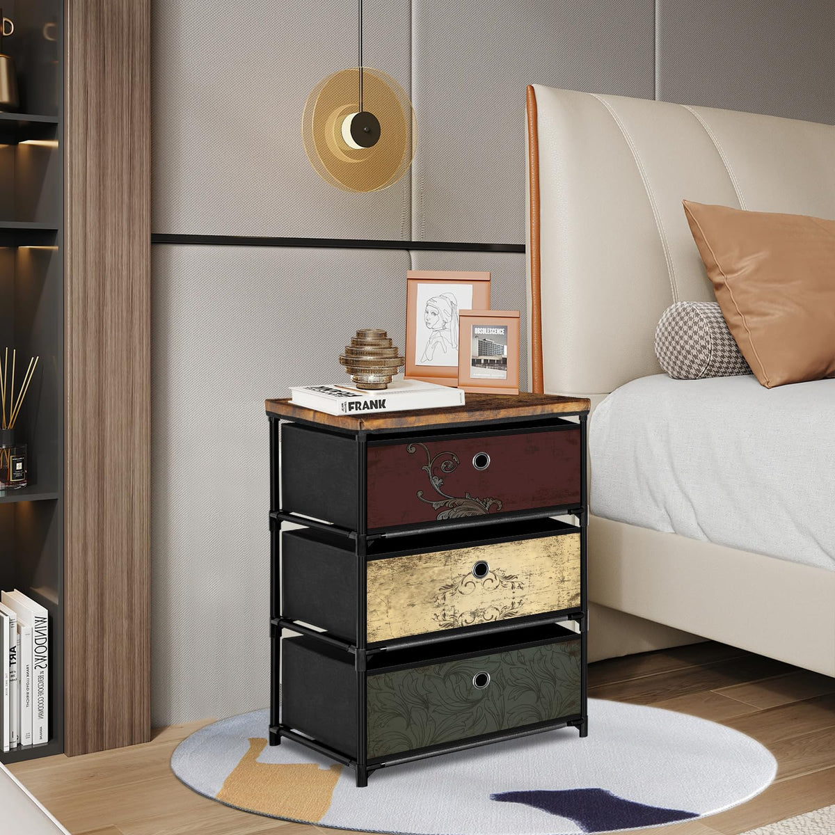 3 Drawer Fabric Nightstand P926