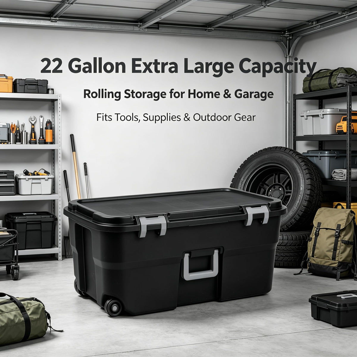 22 Gallon Wheeled Plastic Footlocker M8417