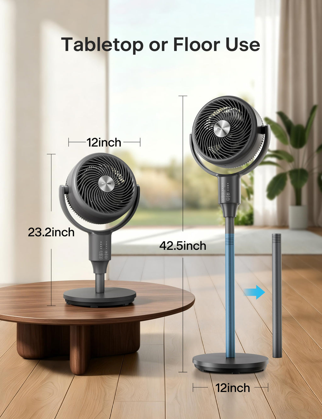 Grey Air Circulator Fan with Remote I955513