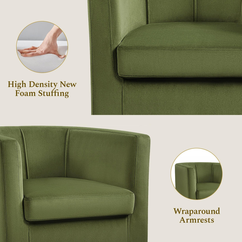Barrel Accent Chairs Set of 2 Olive Green E789