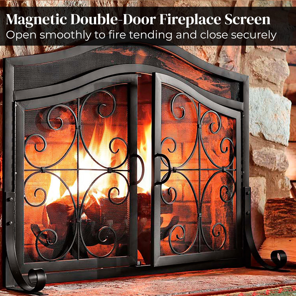 Black Metal Fireplace Screen L72433