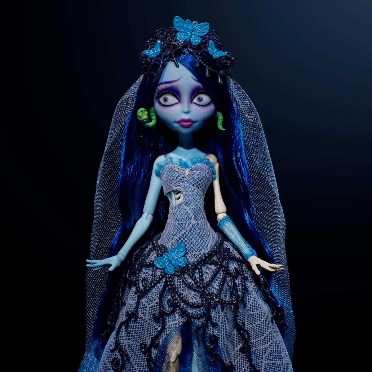 Corpse Bride Emily Doll in Spiderweb Wedding Dress with Accessories T941