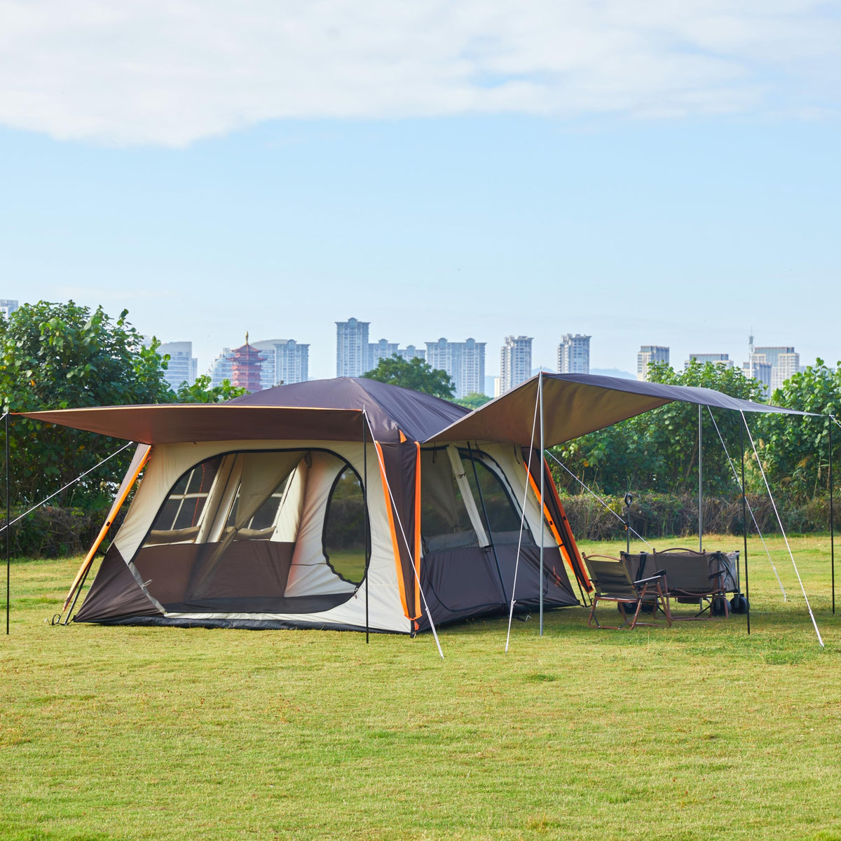 Extra Large 12-14 Person 2 Room Waterproof Double Layer Cabin Tent X2543
